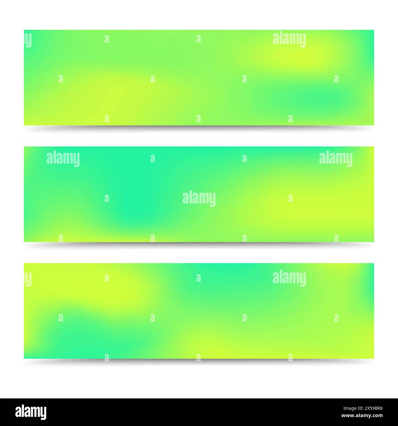 Smooth abstract blurred gradient green banners set. Abstract Creative multicolored background. Vector illustration Stock Vector