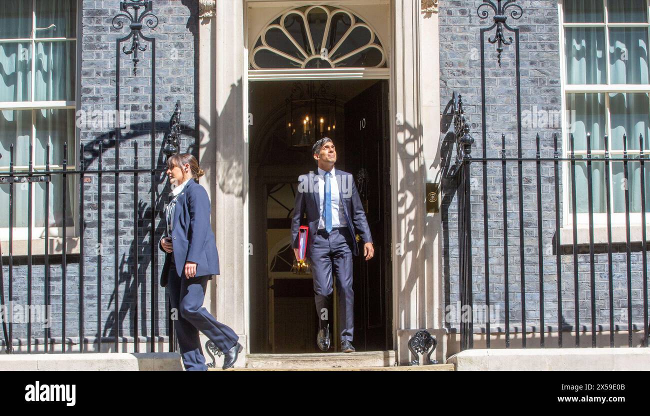 London, England, UK. 8th May, 2024. UK Prime Minister RISHI SUNAK leaves 10 Downing Street ahead of PMQs. (Credit Image: © Tayfun Salci/ZUMA Press Wire) EDITORIAL USAGE ONLY! Not for Commercial USAGE! Stock Photo
