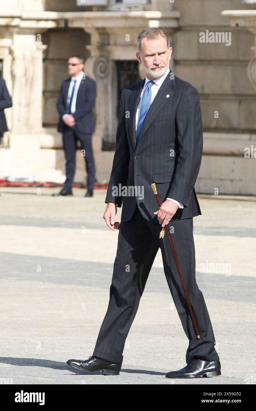 Madrid, Madrid, Spain. 8th May, 2024. King Felipe VI of Spain, Queen Letizia of Spain attends bicentenary of the National Police at Royal Palace on May 8, 2024 in Madrid, Spain (Credit Image: © Jack Abuin/ZUMA Press Wire) EDITORIAL USAGE ONLY! Not for Commercial USAGE! Stock Photo