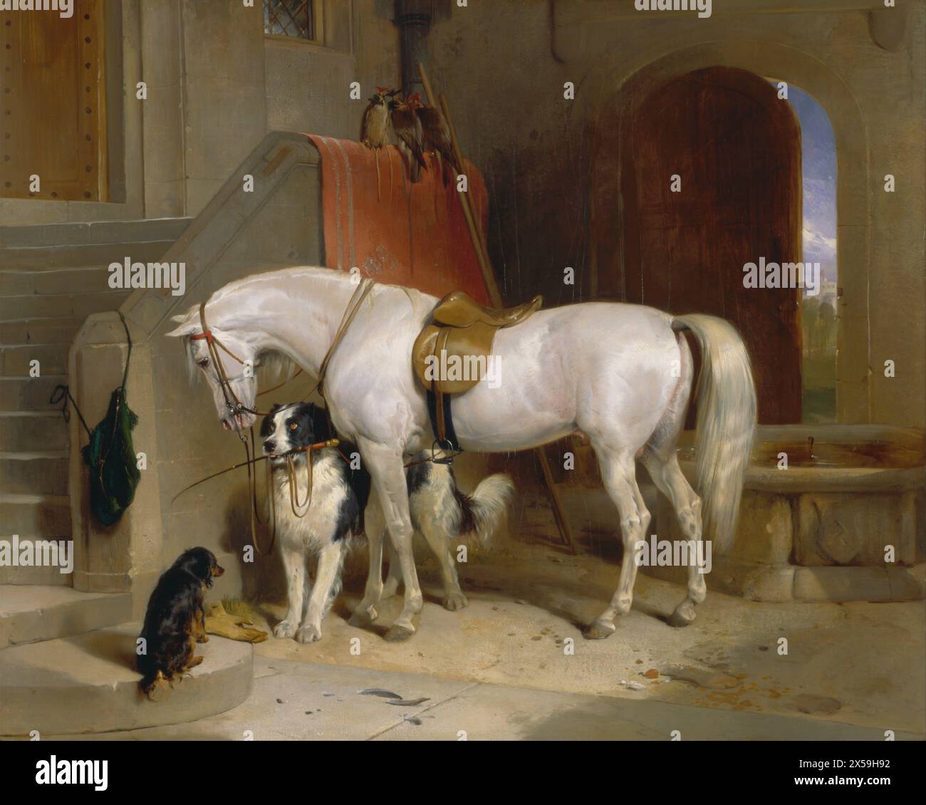 horse,  dog, 1800, 1800s, amimal, pet Favourites, the Property of H.R.H. Prince George of Cambridge, 1834 to 1835  Sir Edwin Henry Landseer (1802 - 1873) Stock Photo