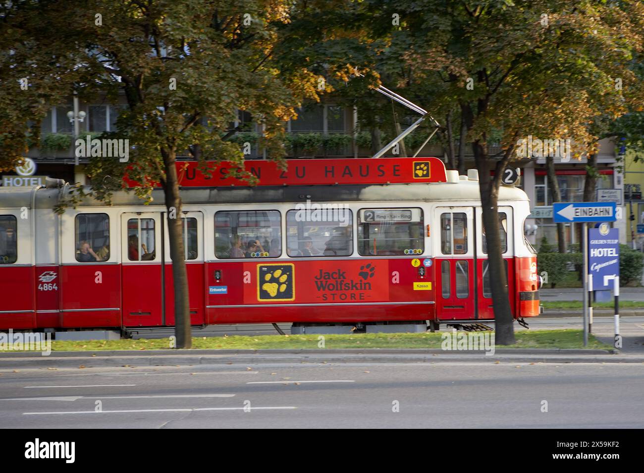 Tram in Franz-Josefs-Kai, Vienna. Austria Stock Photo