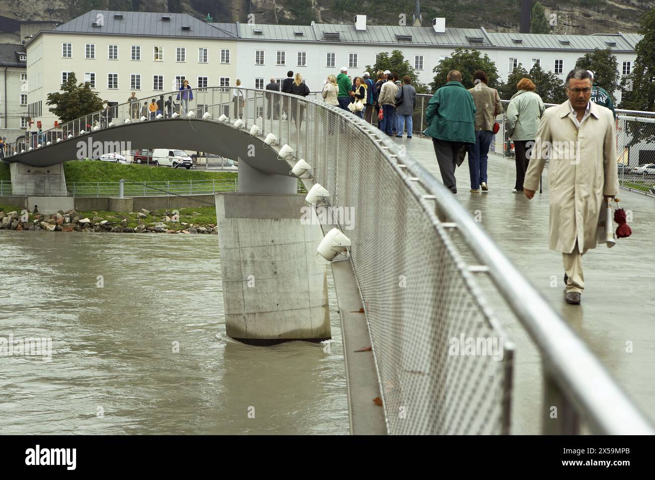 Makart steg, Salzach river, Salzburg, Austria Stock Photo