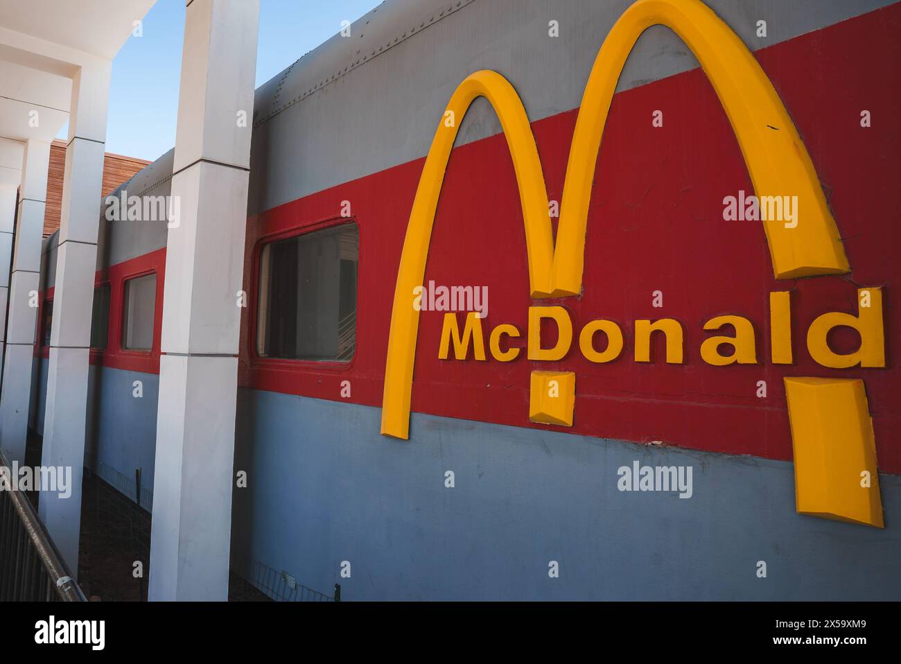McDonald's Logo Close Up on Train Car in Barstow, USA Stock Photo Alamy