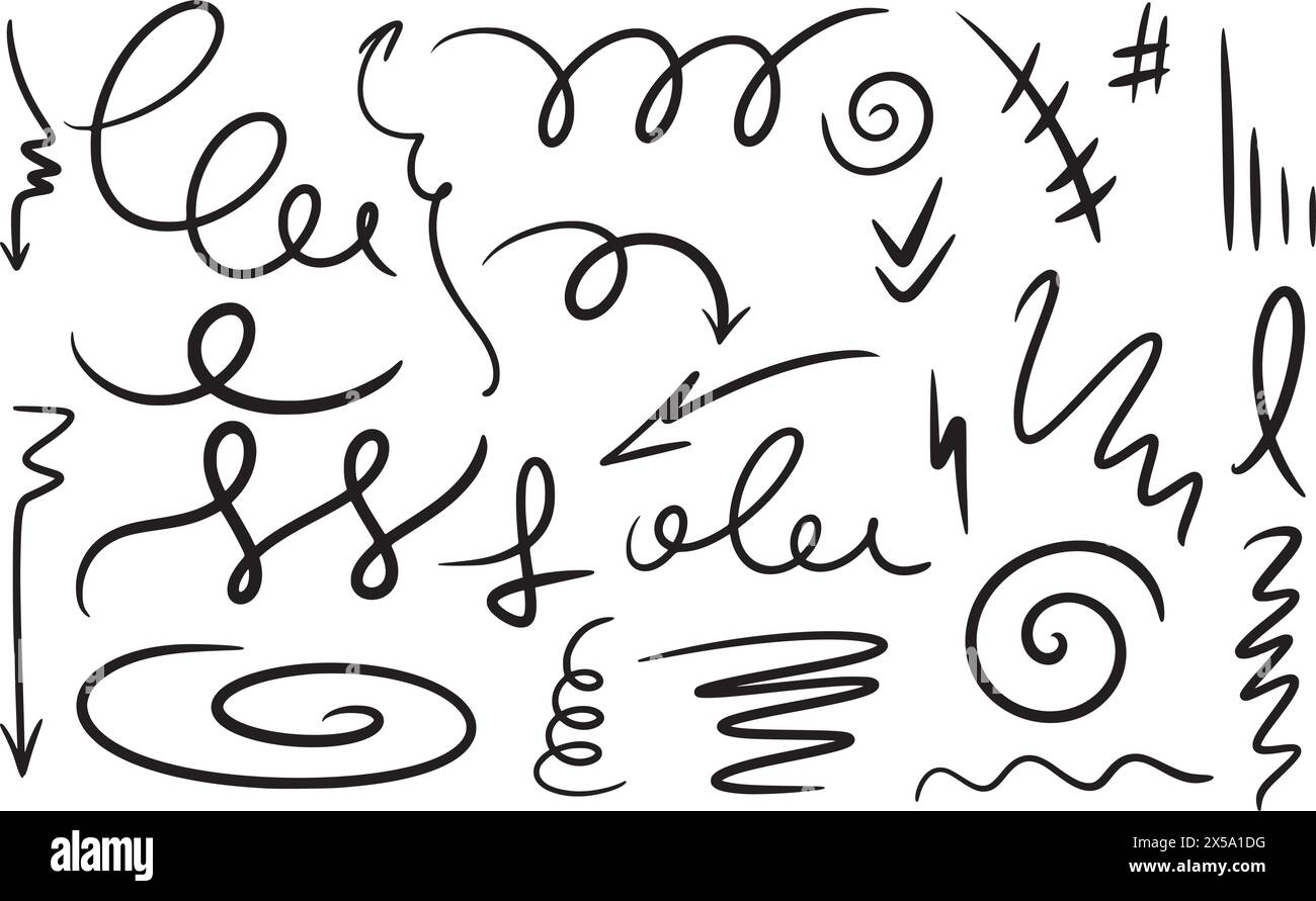 Hand drawn design elements doodle style set Stock Vector Image & Art ...