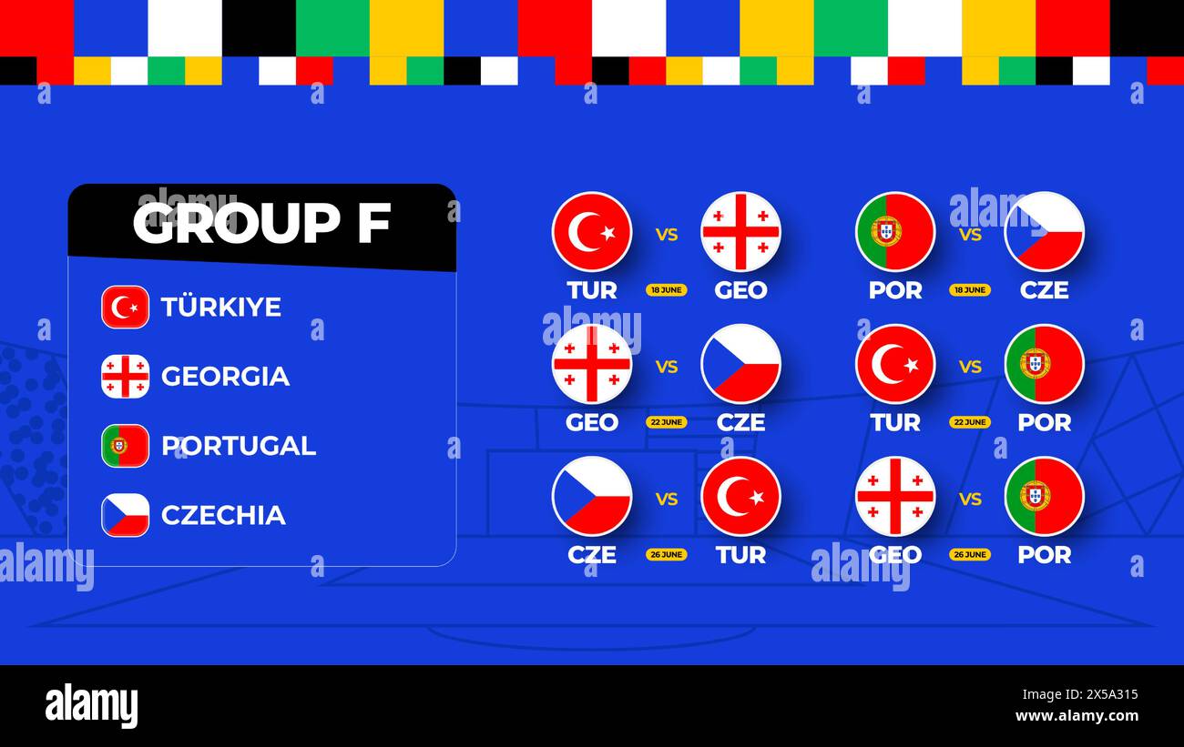 Group F Football cup 2024 matches. national team Schedule match in the