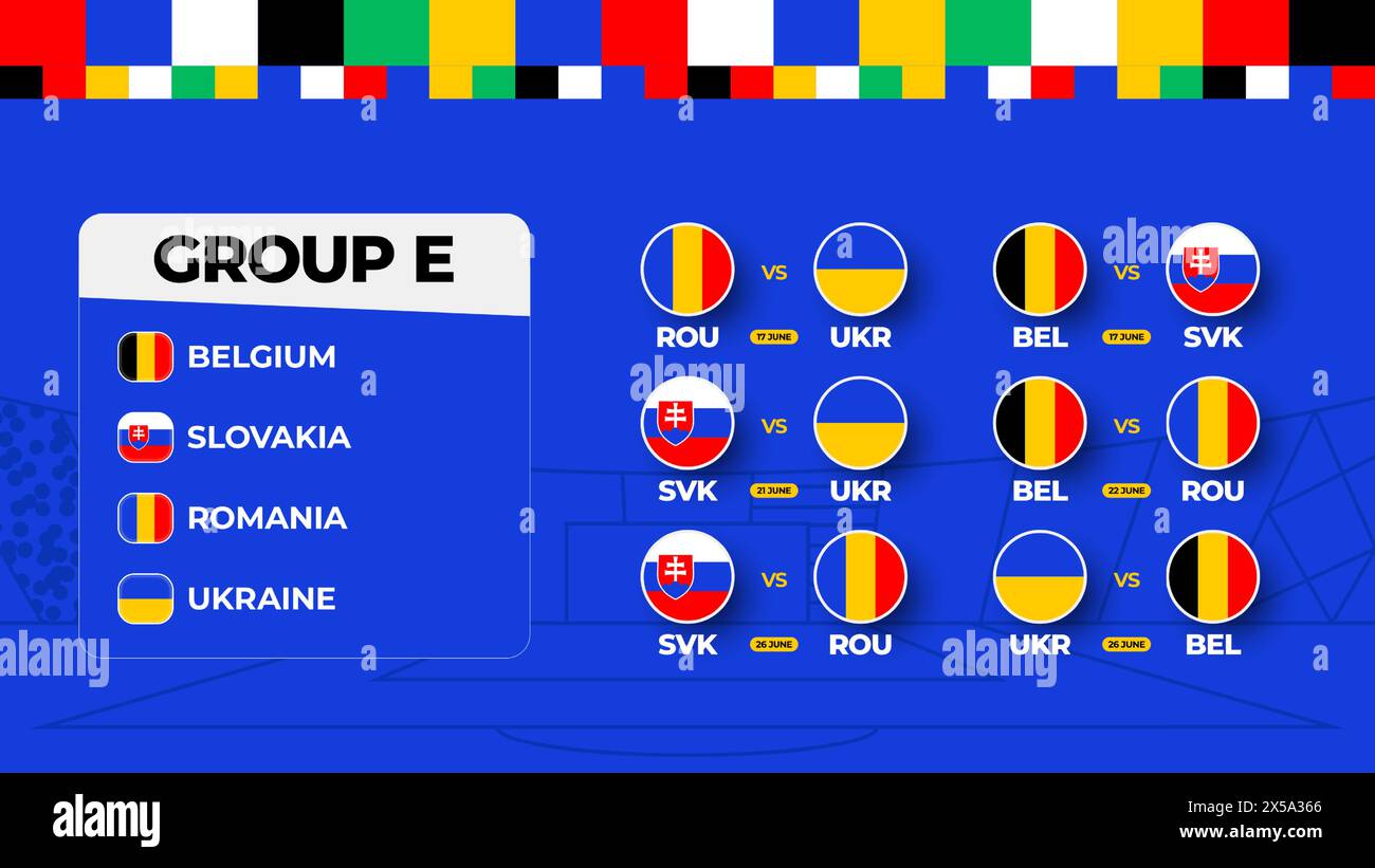 Group E Football cup 2024 matches. national team Schedule match in the