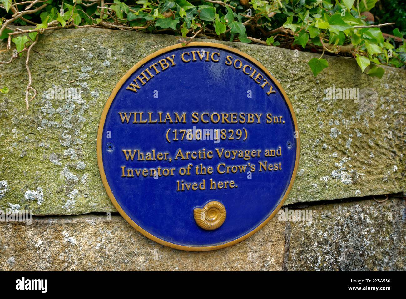 Plaque honouring William Scoresby Senior(1760 - 1829) a Whaler, Arctic ...