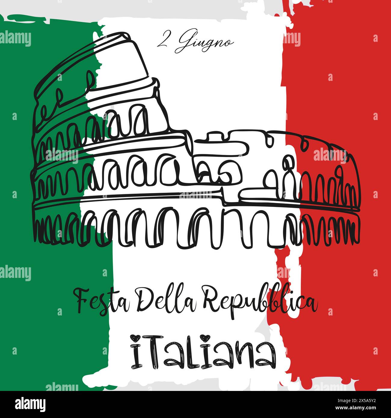 Festa della Repubblica Italiana. Italy Republic Day. Happy national holiday. Celebrated annually on June 2 in Italy. Italy flag. Patriotic poster desi Stock Vector