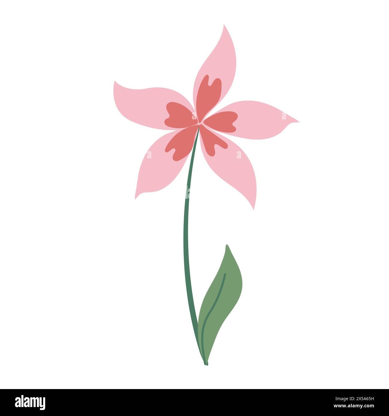Beautiful light pink flower isolated on white background. Vector ...