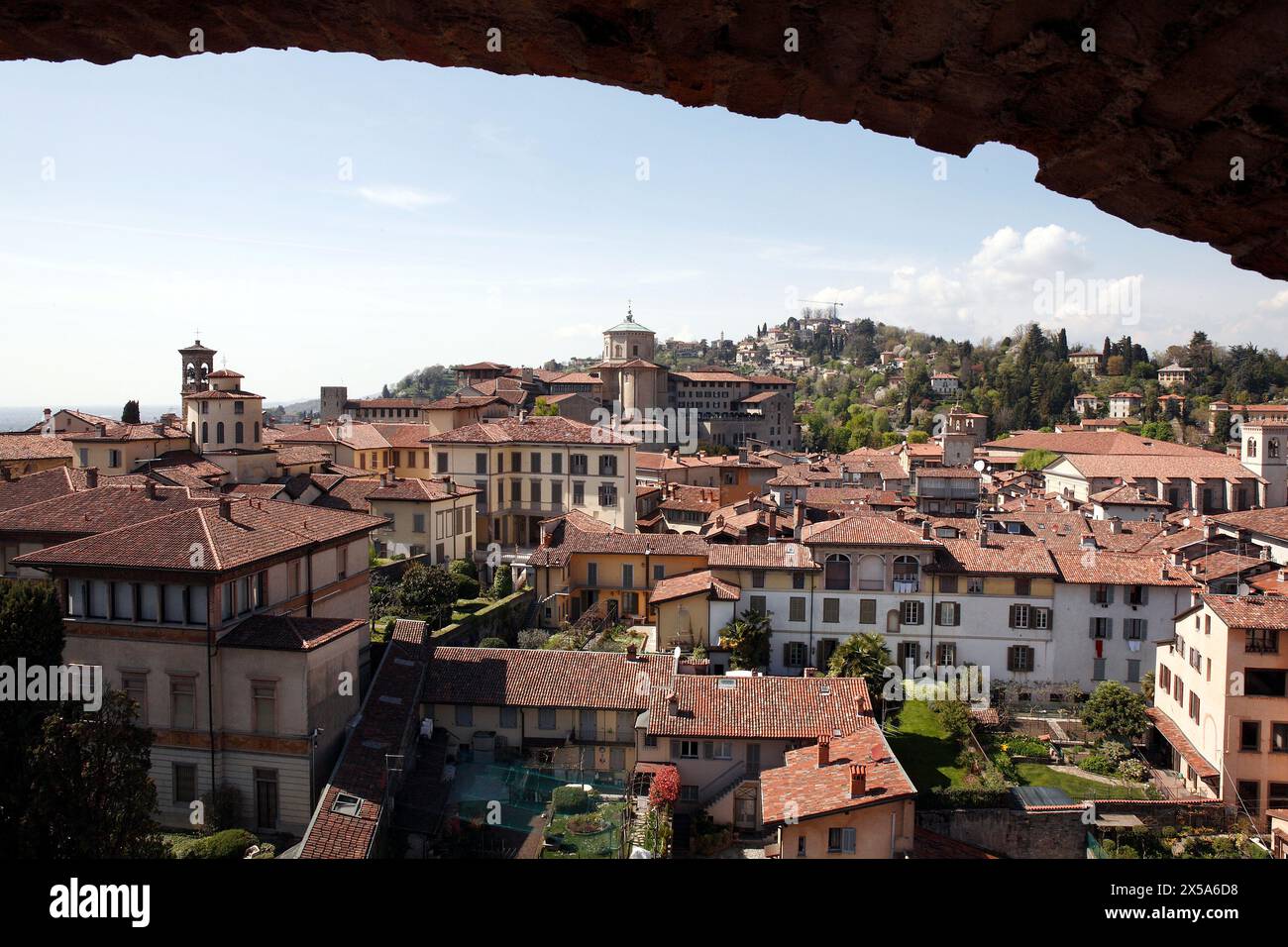 Italy Lombardy Bergamo Alta Panorama Stock Photo