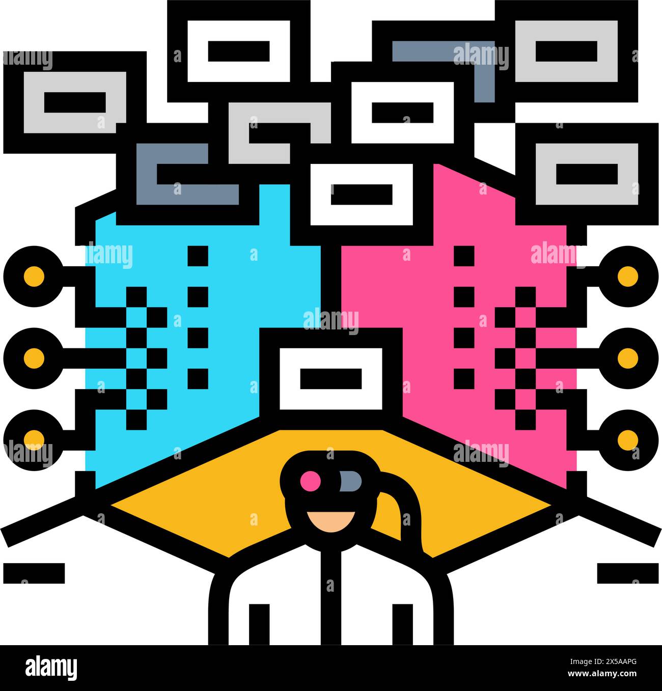 virtual hacking spaces color icon vector illustration Stock Vector ...