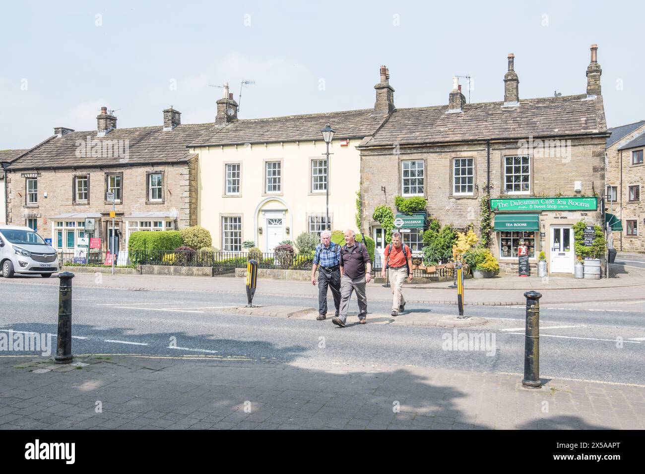 Gargrave is on the Pennine Way and other walking routes and has refreshment stopping points in cafe, pubs and shops Stock Photo