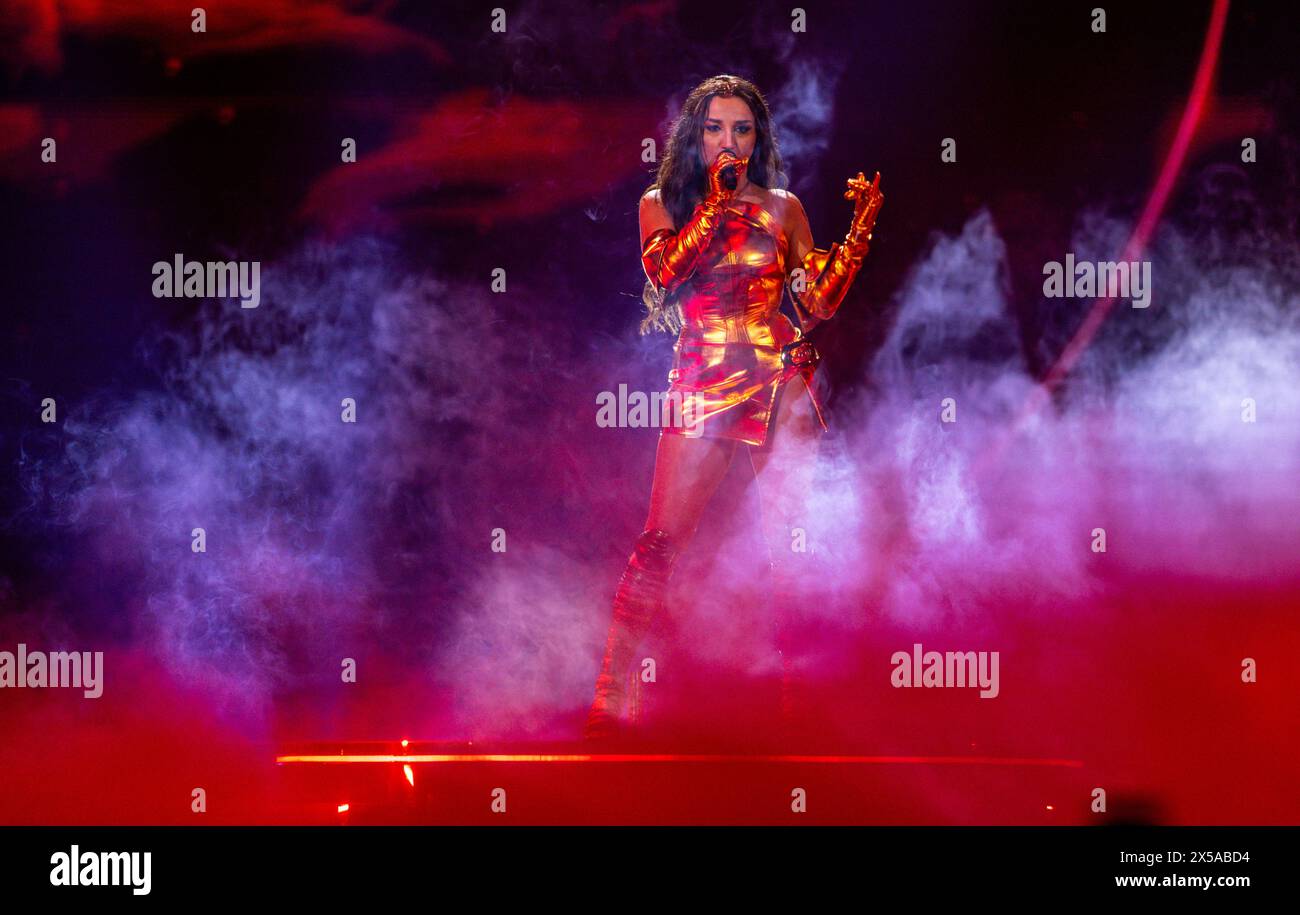 08 May 2024, Sweden, Malmö Nutsa Buzaladze from with the song "Fire Fighter" on the