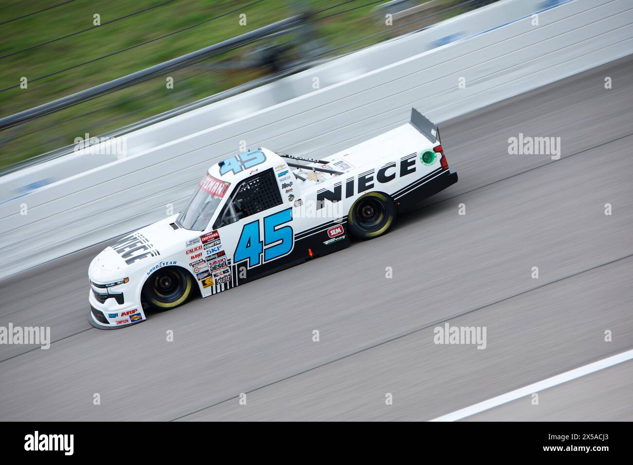 Kansas City, Ks, USA. 4th May, 2024. Johnny Sauter takes to the track to practice for the Heart of America 200 in Kansas City, KS, USA. (Credit Image: © Stephen A. Arce Action Sports Ph/ASP) EDITORIAL USAGE ONLY! Not for Commercial USAGE! Stock Photo