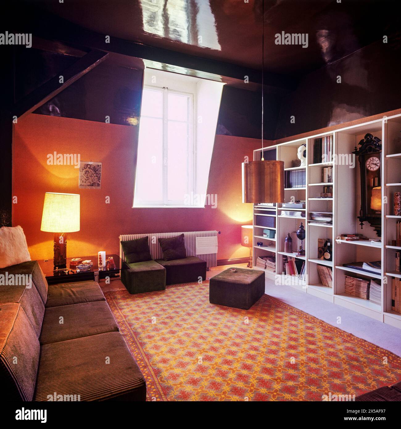 1970s vintage apartment living room after renovation Stock Photo Alamy