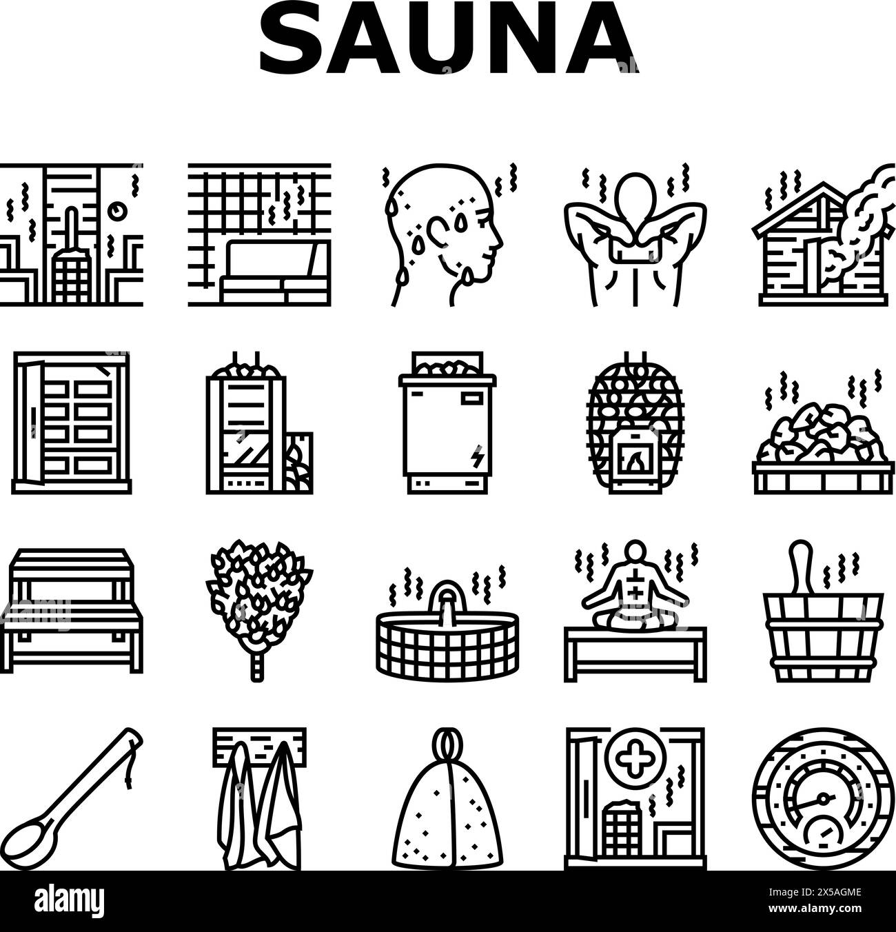 sauna-bath-spa-relax-steam-room-icons-set-vector-stock-vector-image