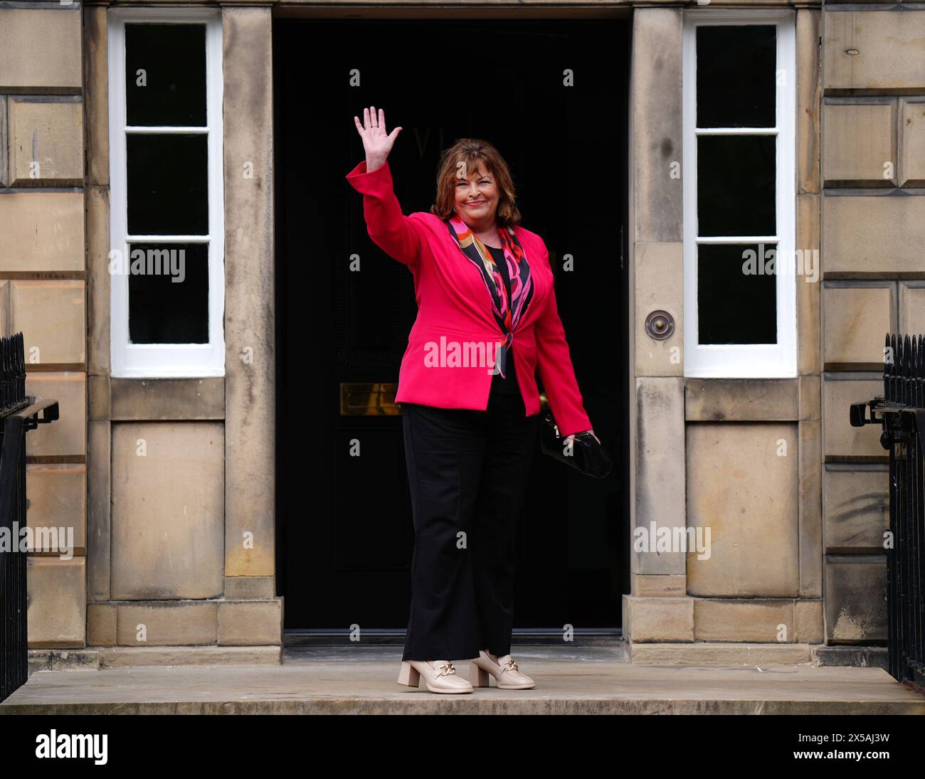 RETRANSMITTED CORRECTING NAME FROM HISLOP to HYSLOP Fiona Hyslop arrives at Bute House, Edinburgh, after newly appointed First Minister of Scotland John Swinney was sworn in at the Court of Session. Picture date: Wednesday May 8, 2024. Stock Photo
