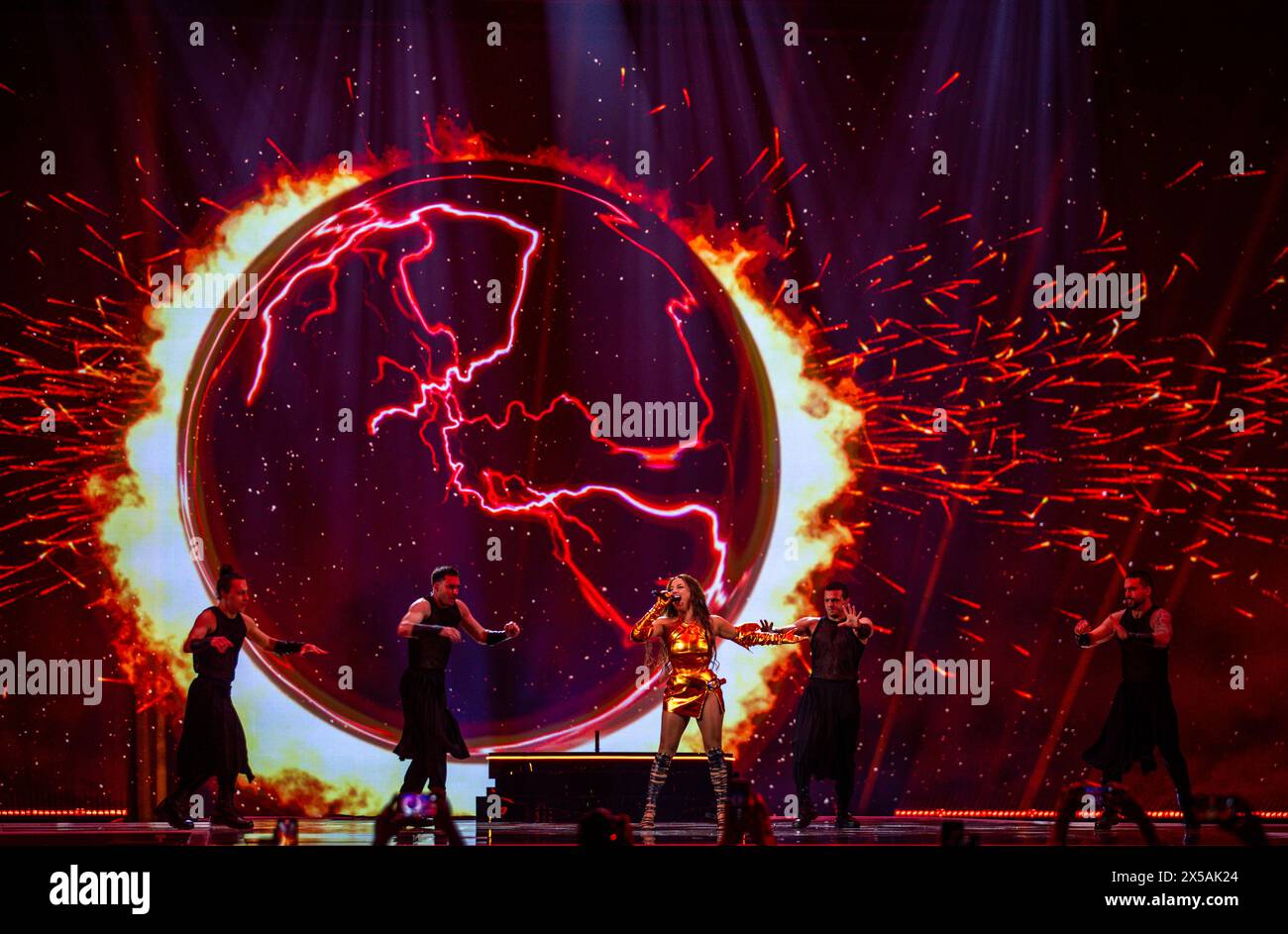 08 May 2024, Sweden, Malmö Nutsa Buzaladze from with the song "Fire Fighter" on the