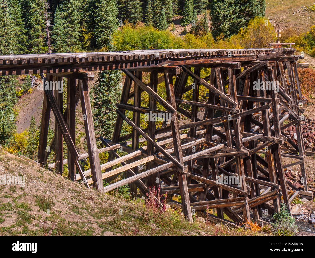 Trout Lake Trestle, Rio Grande Southern Railroad, Colorado Stock Photo ...