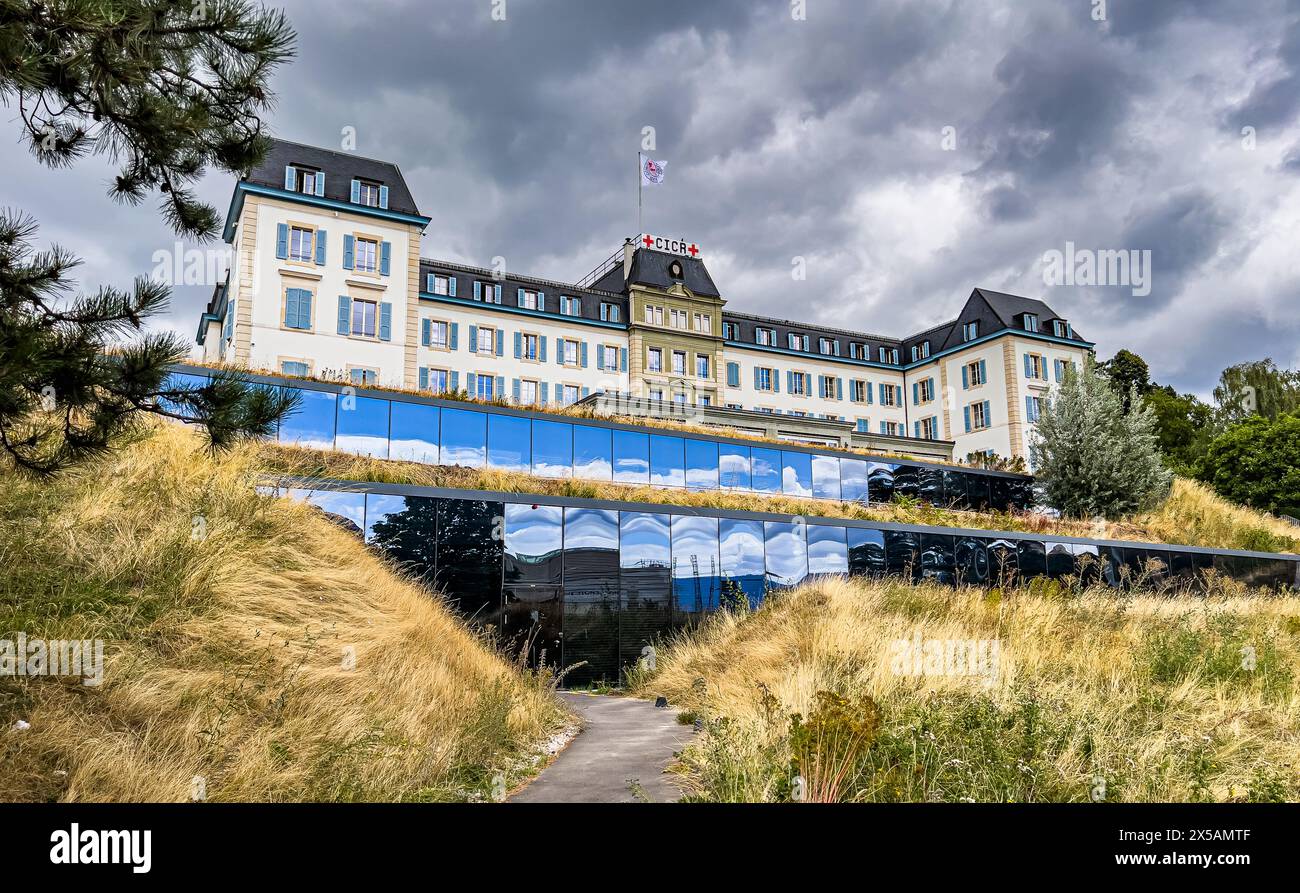 Blick auf das Gebäude des Internationalen Komitee vom roten Kreuz. (Genf, Schweiez, 03.08.2023) Stock Photo