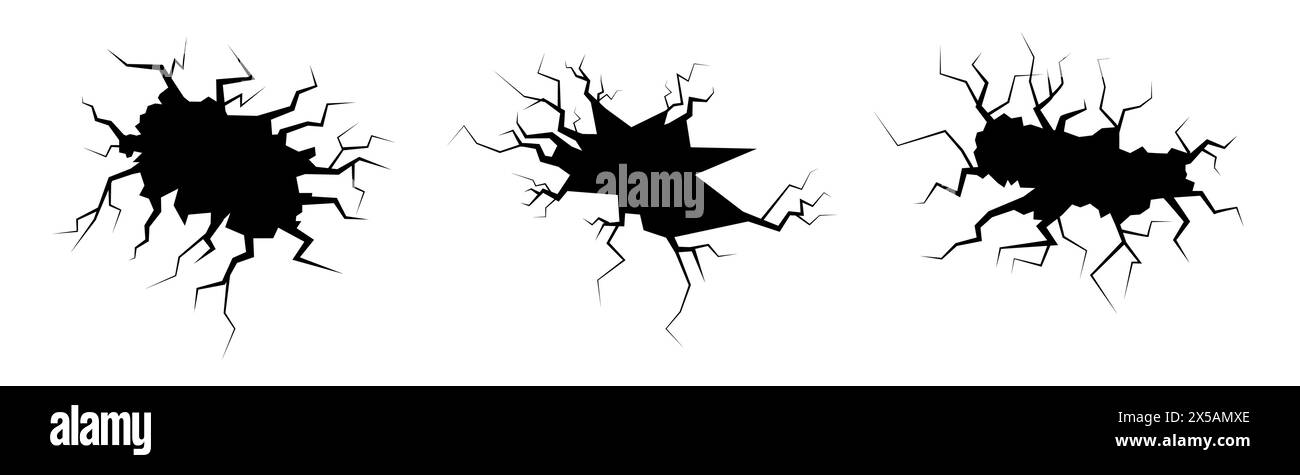 Set of cracks on white background Stock Vector