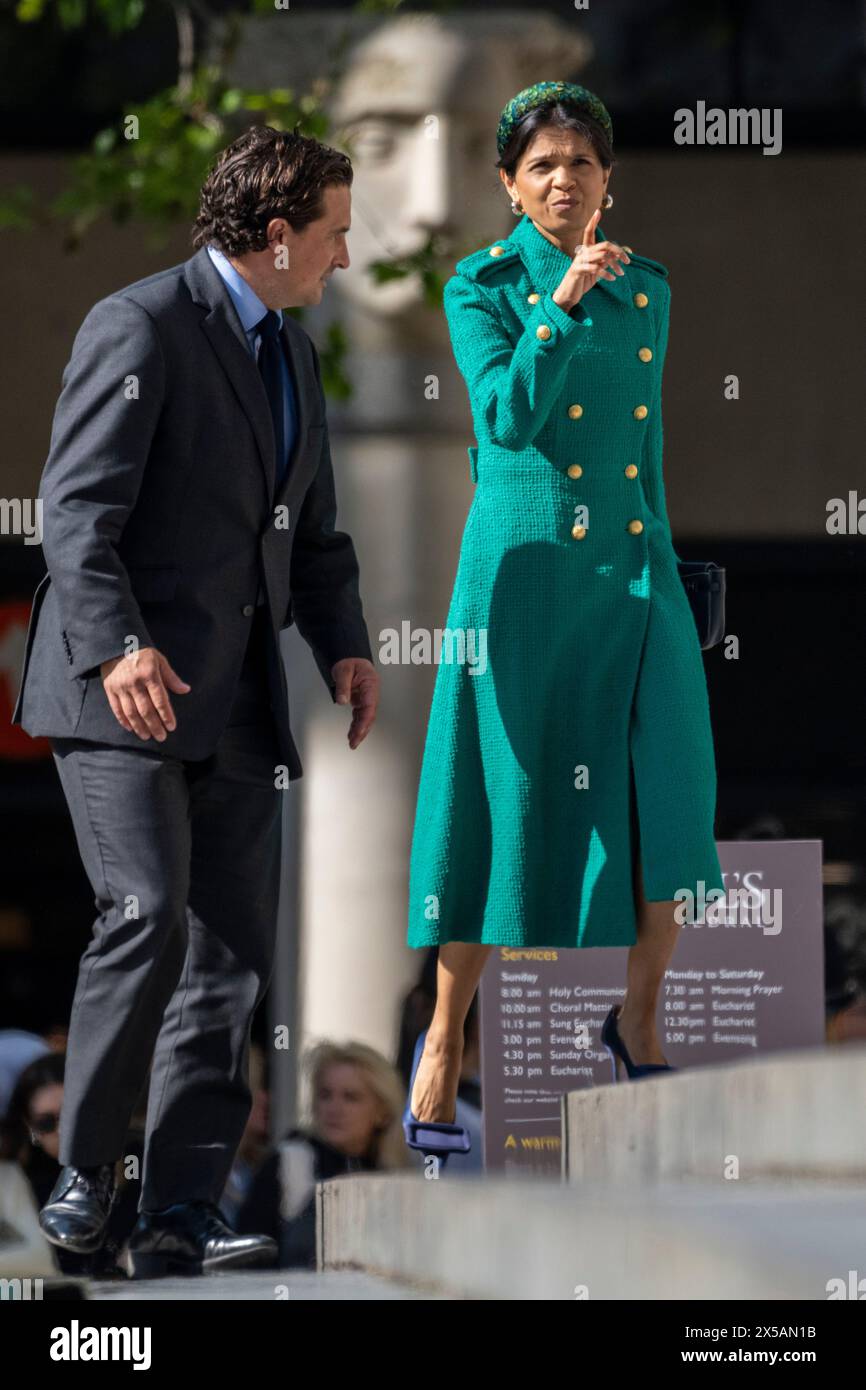 London, UK. 8 May 2024. Akshata Murty and Johnny Mercer MP arrive for