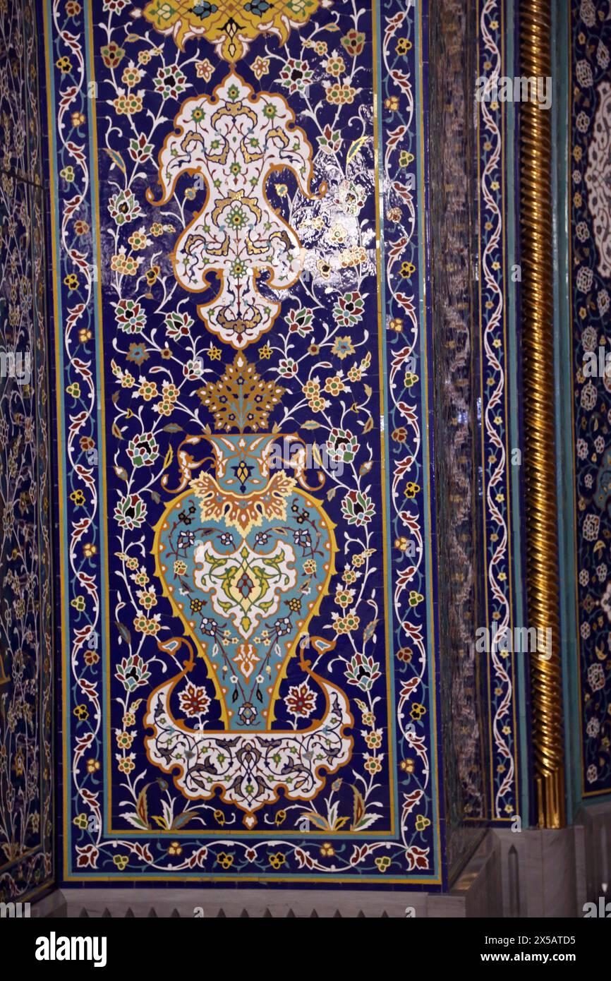 Sultan Qaboos Grand Mosque Close up of the Mosaics on Mihrab Muscat Oman Stock Photo