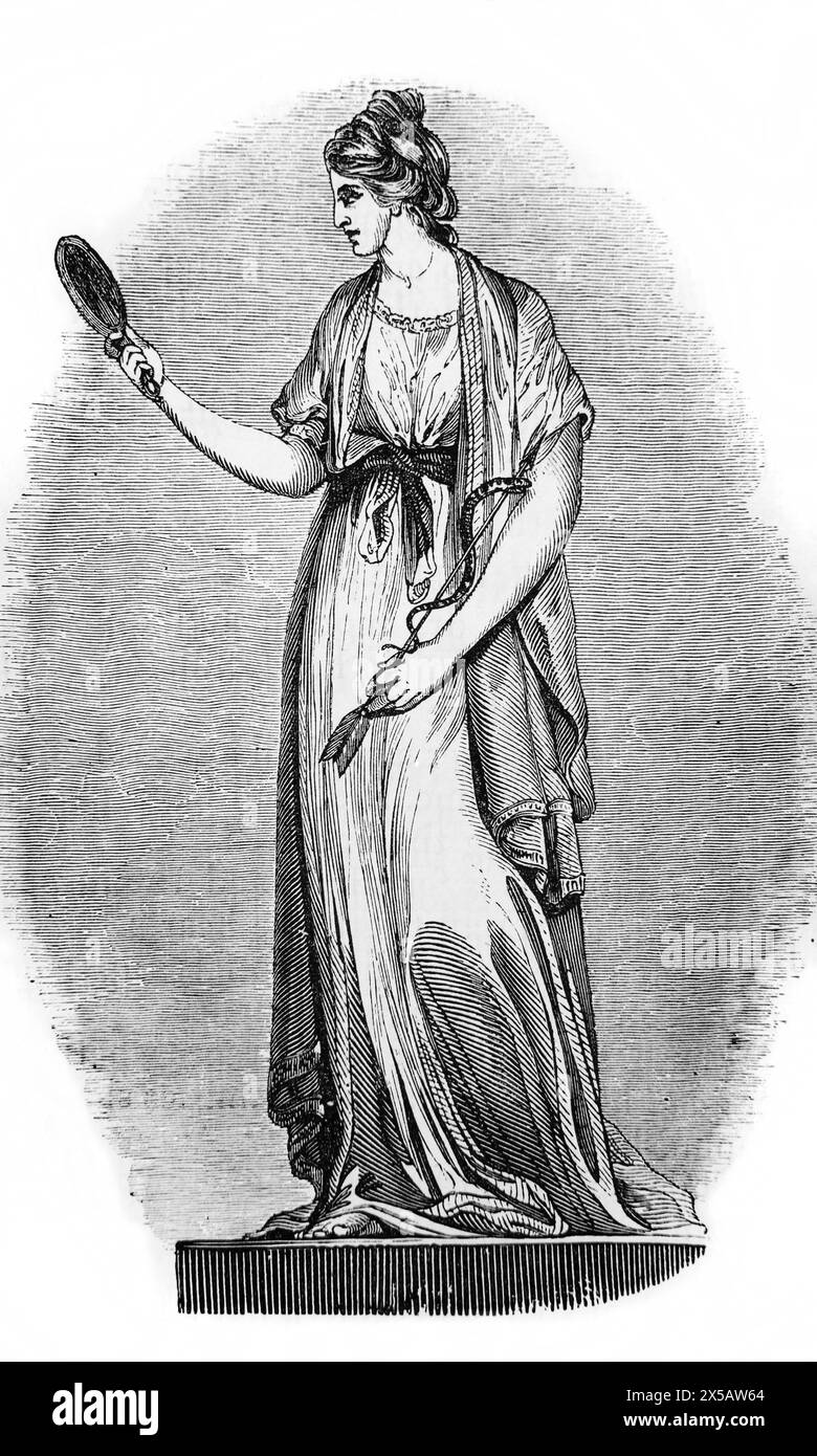 Wood Engraving of Prudence by Reynolds ' The Wise in the Heart Shall be Called Prudent' (Proverbs)  in 19th century Illustrated Family Bible Stock Photo