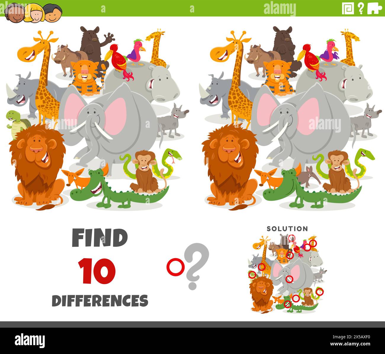 Cartoon illustration of finding the differences between pictures ...