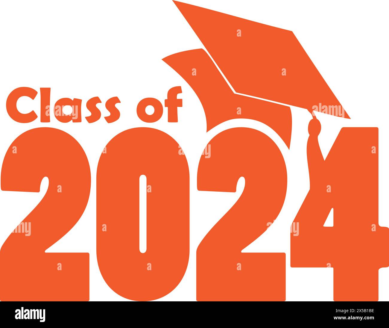 Orange Class of 2024 with graduation cap Stock Vector Image & Art Alamy
