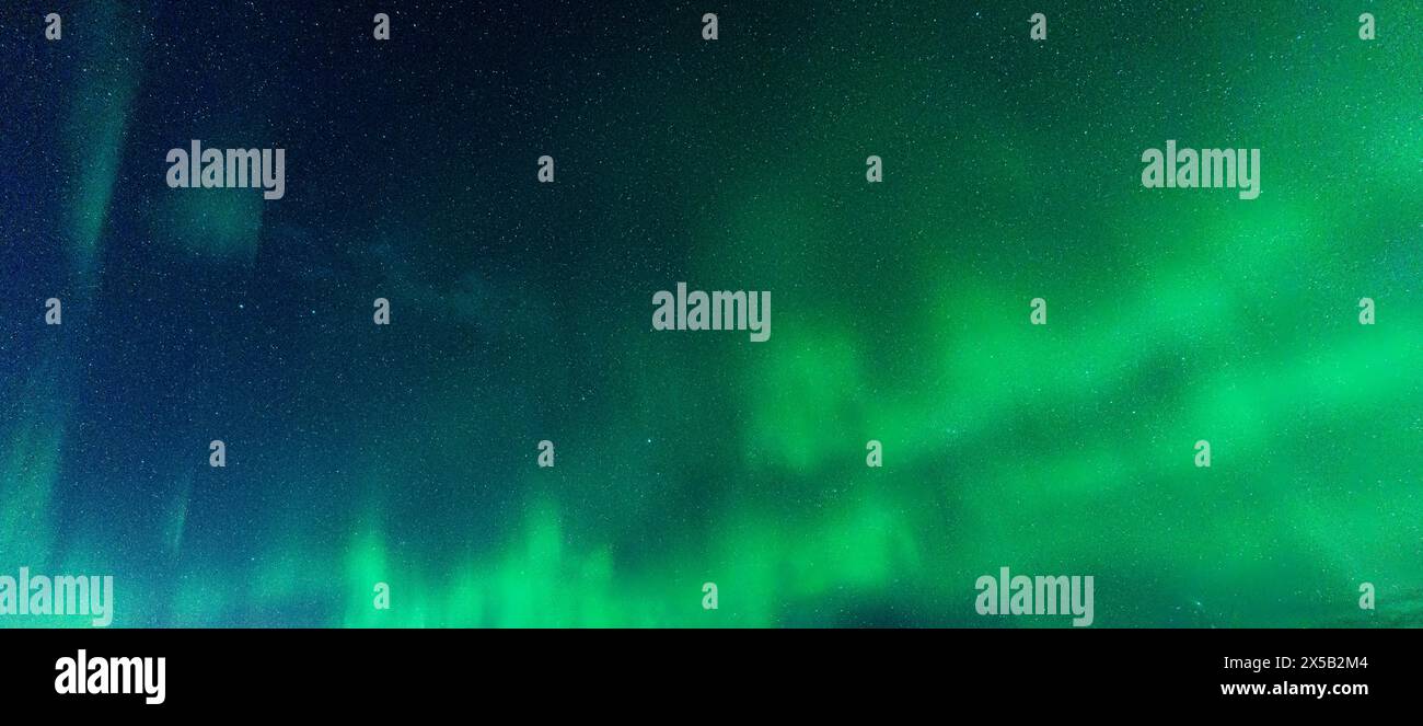 Magical green color of Aurora Borealis, Northern lights glowing and ...