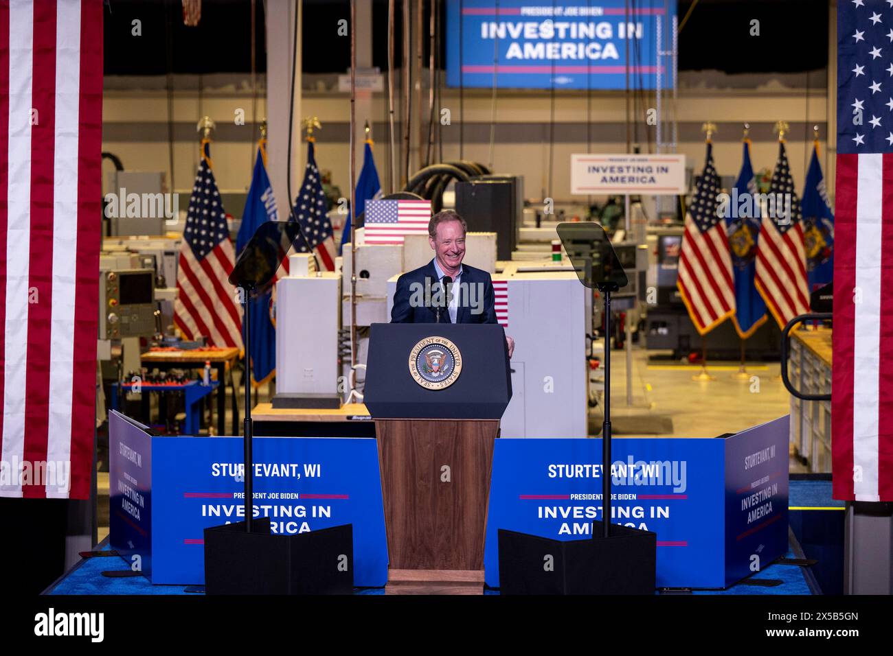 Sturtevant, USA. 08th May, 2024. Microsoft President Brad Smith