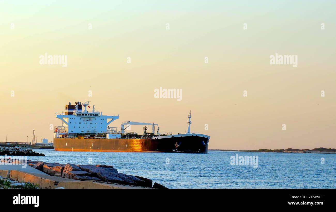 A Crude Oil Tanker Ship, on the shipping channel between the Gulf of Mexico and Corpus Christi
