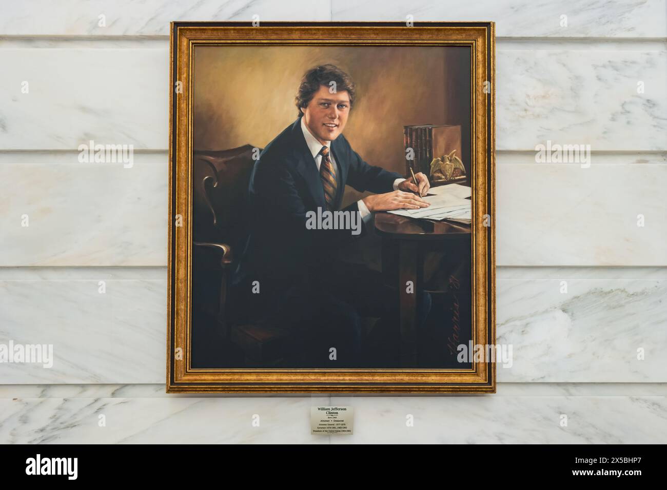 Portrait of Bill Clinton governor of Arkansas and president of the United States in The Arkansas State Capitol in Little Rock, Arkansas, USA. Stock Photo