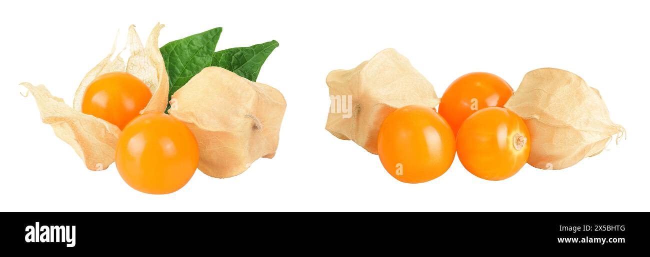 Cape gooseberry or physalis isolated on white background wit full depth ...