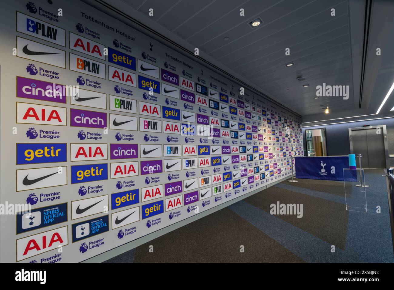 Tottenham Hotspur Football Club Stadium Media Mixed Zone Stock Photo tottenham-hotspur-football-club-stadium-media-mixed-zone-stock-photo