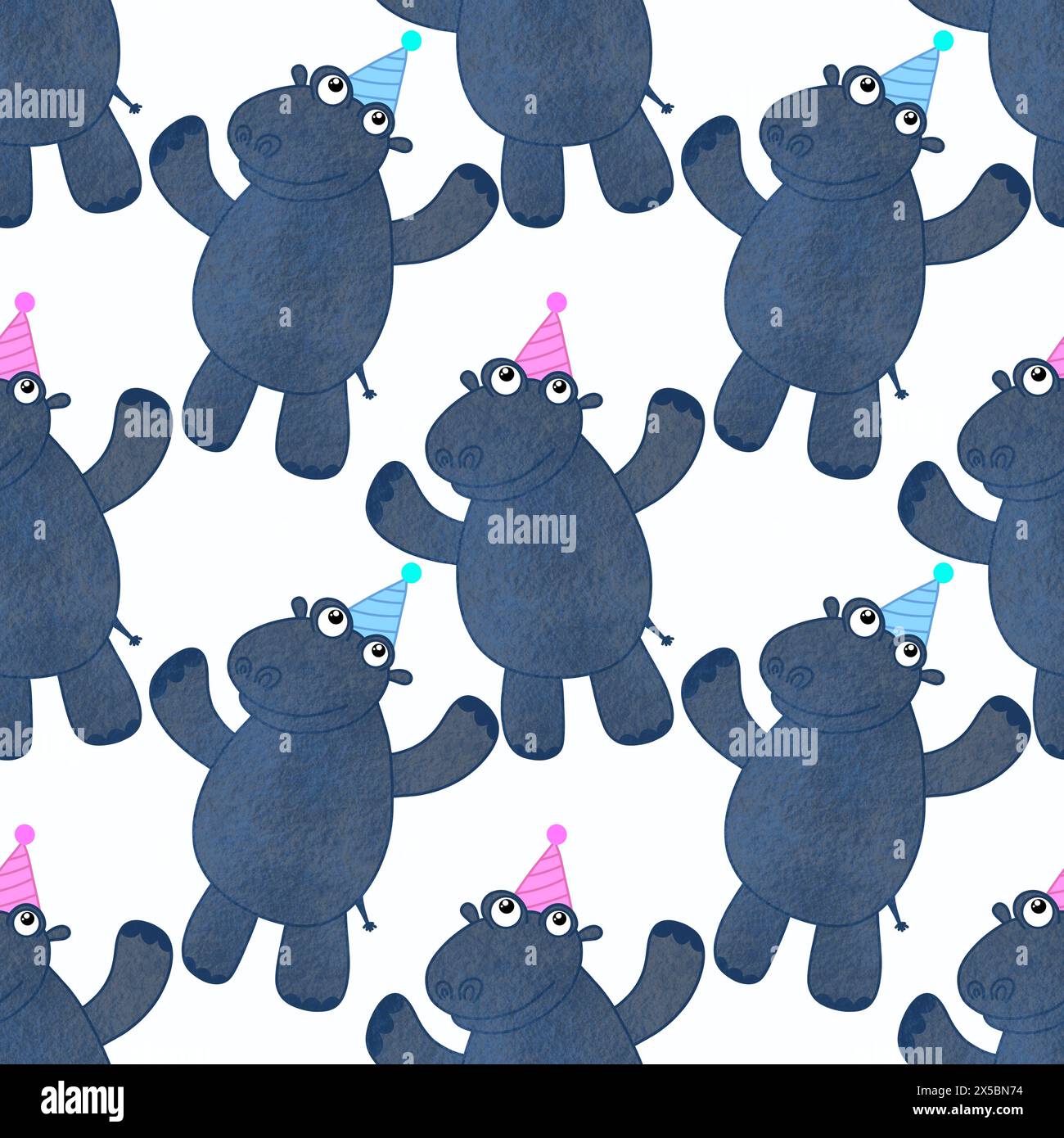 Cartoon animals seamless hippo seamless pattern for wrapping paper and ...