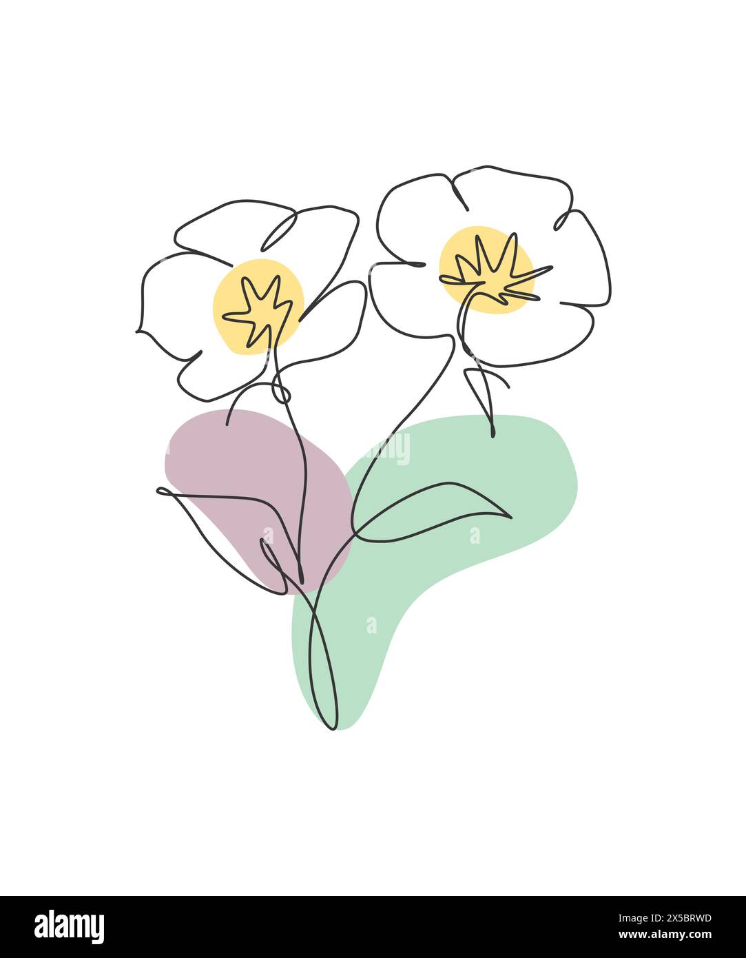 One continuous line drawing beautiful abstract lily flower. Minimal fresh beauty natural concept. Home wall decor, poster, tote bag, fabric print. Sin Stock Vector