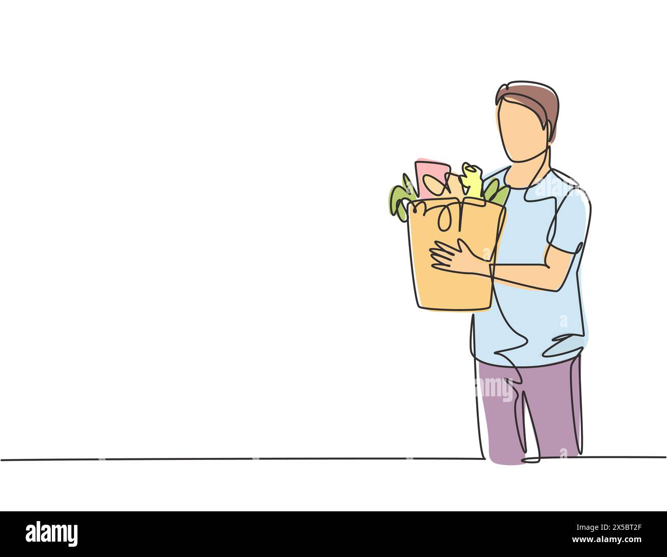 Man with groceries bag Stock Vector Images - Alamy