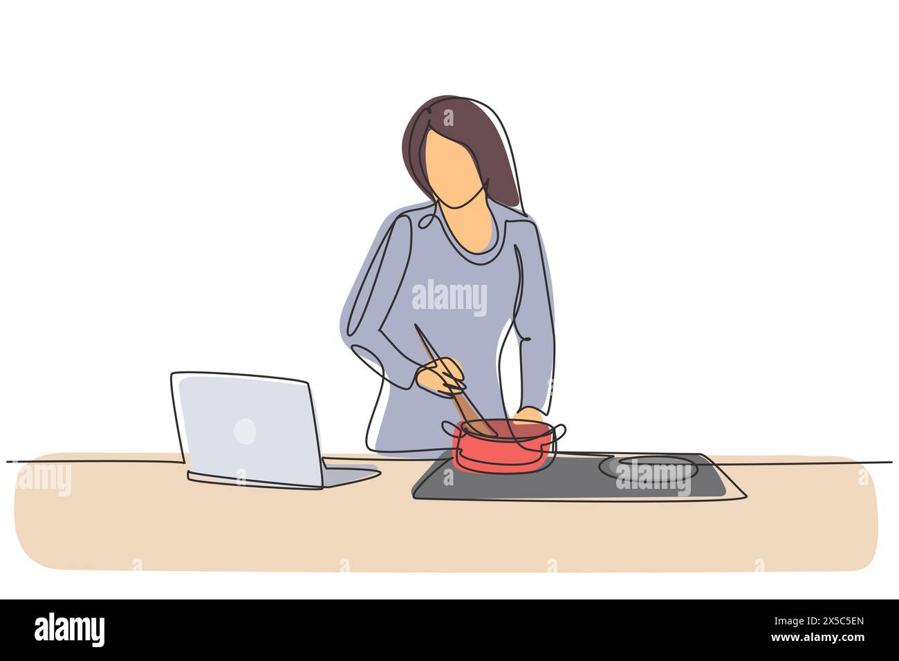 Happy female using laptop Stock Vector Images Alamy