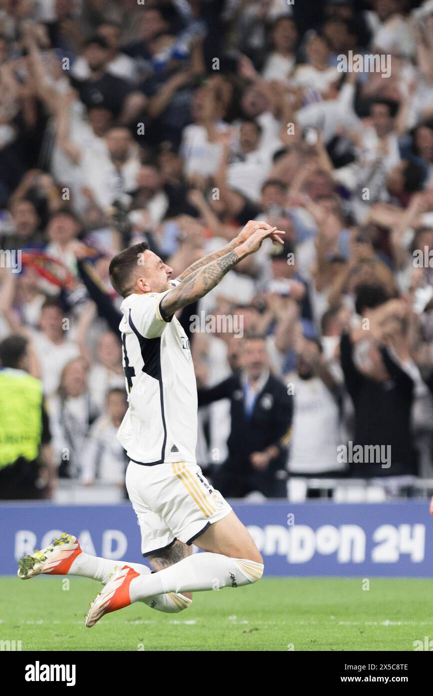 MADRID, SPAIN - MAY 8: Joselu Mato of Real Madrid celebrates a goal during the UEFA CHAMPIONS LEAGUE 2023/24 semi-finals second leg match between Real Madrid and FC Bayern Mnchen at Santiago Bernabeu Stadium. Credit: Guille Martinez/AFLO/Alamy Live News Stock Photo