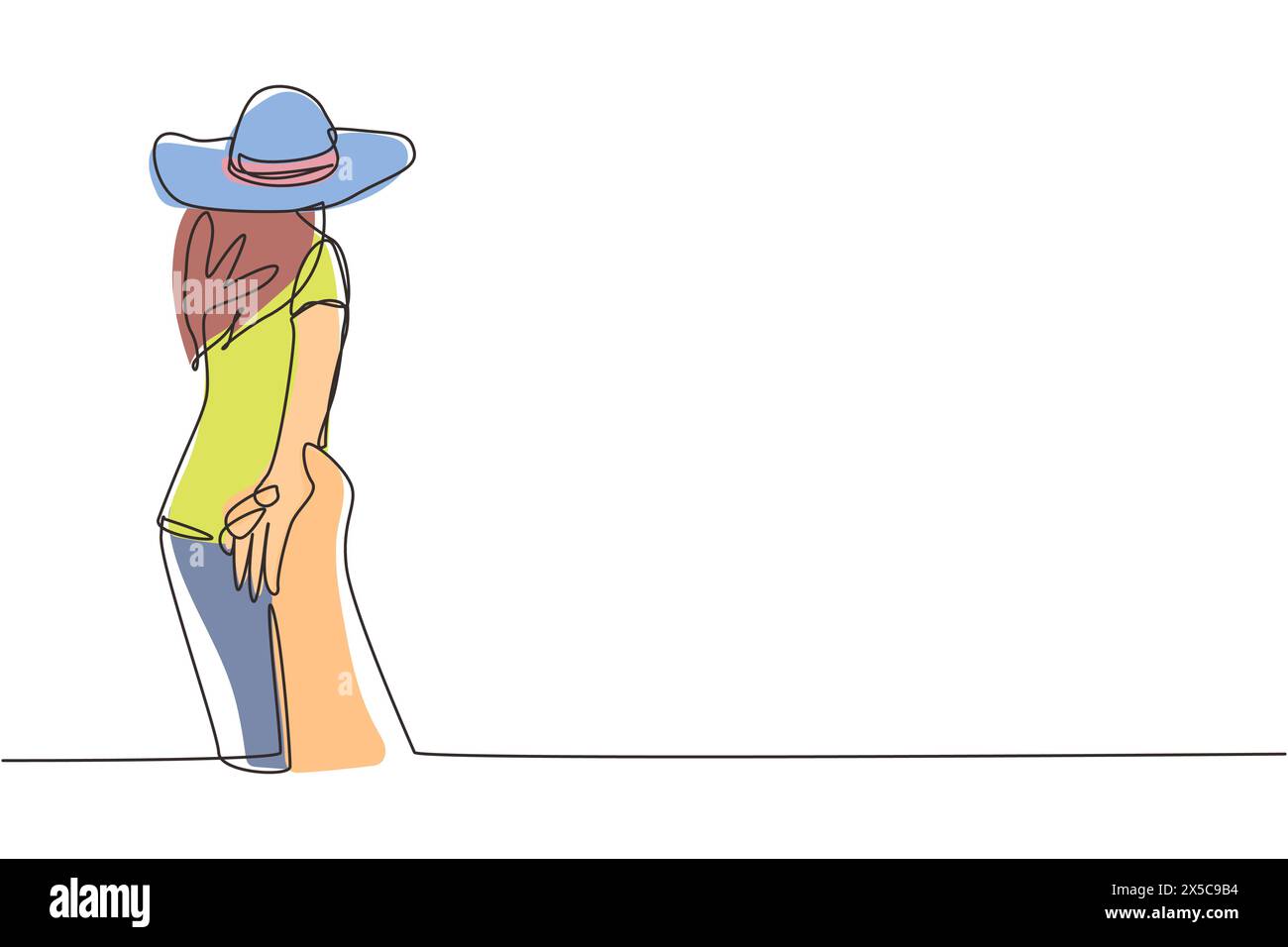 Continuous one line drawing girl leads guy's hand. Take my hand. Woman ...