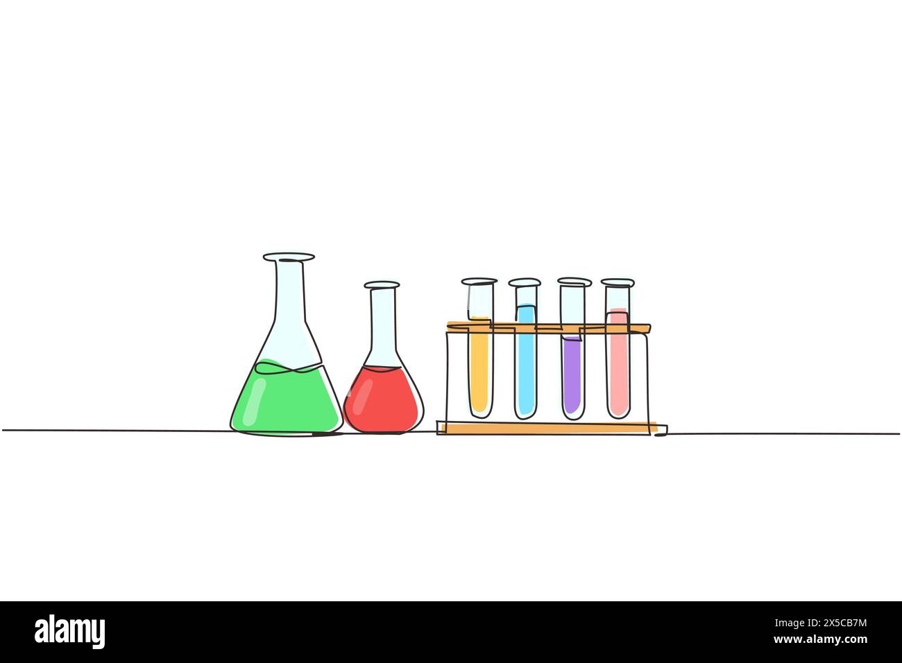 Single one line drawing chemical research laboratory equipment ...