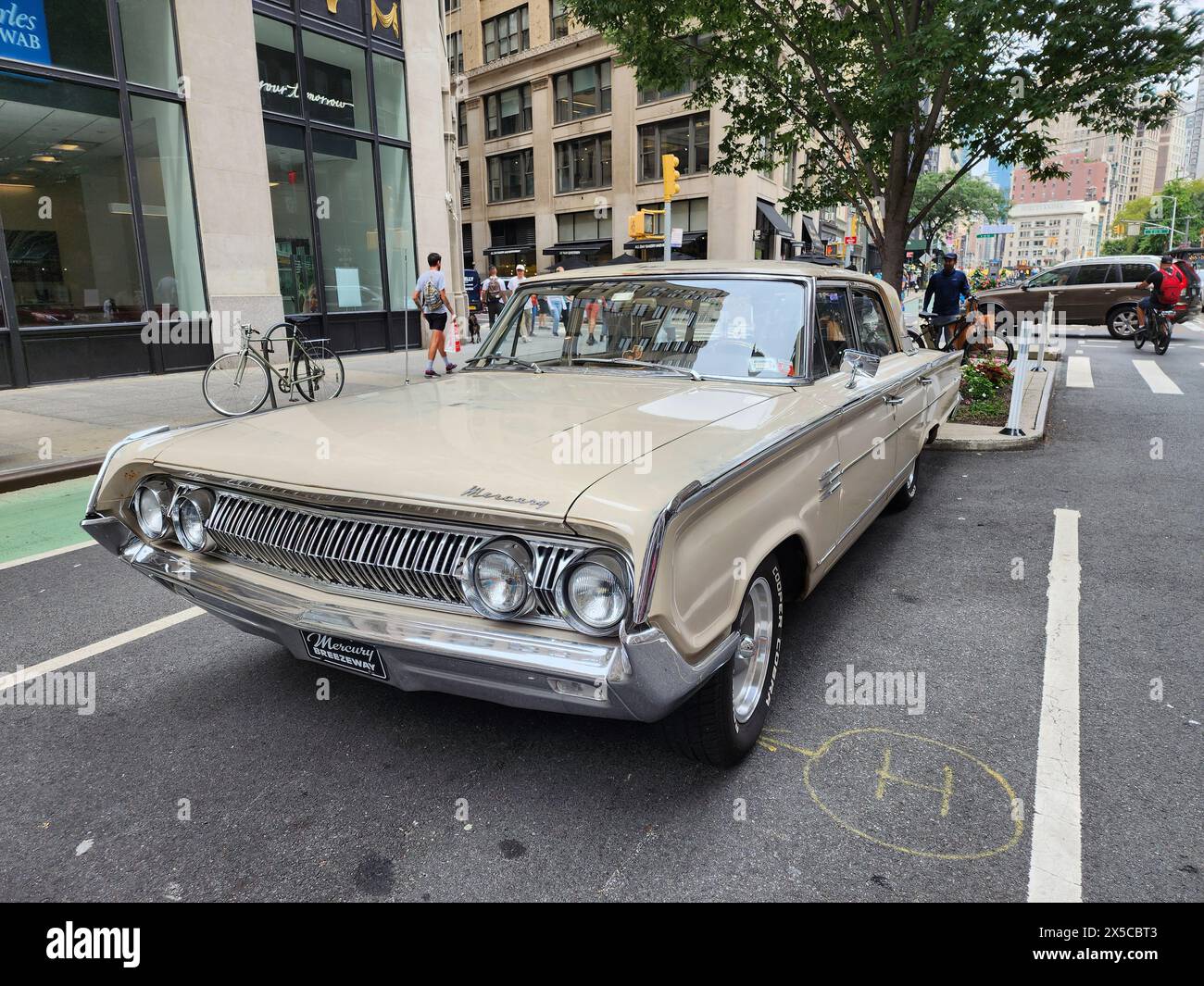 New York City, USA - August 17, 2023: Mercury Montclair 1964 vintage car parked at the street, corner view Stock Photo