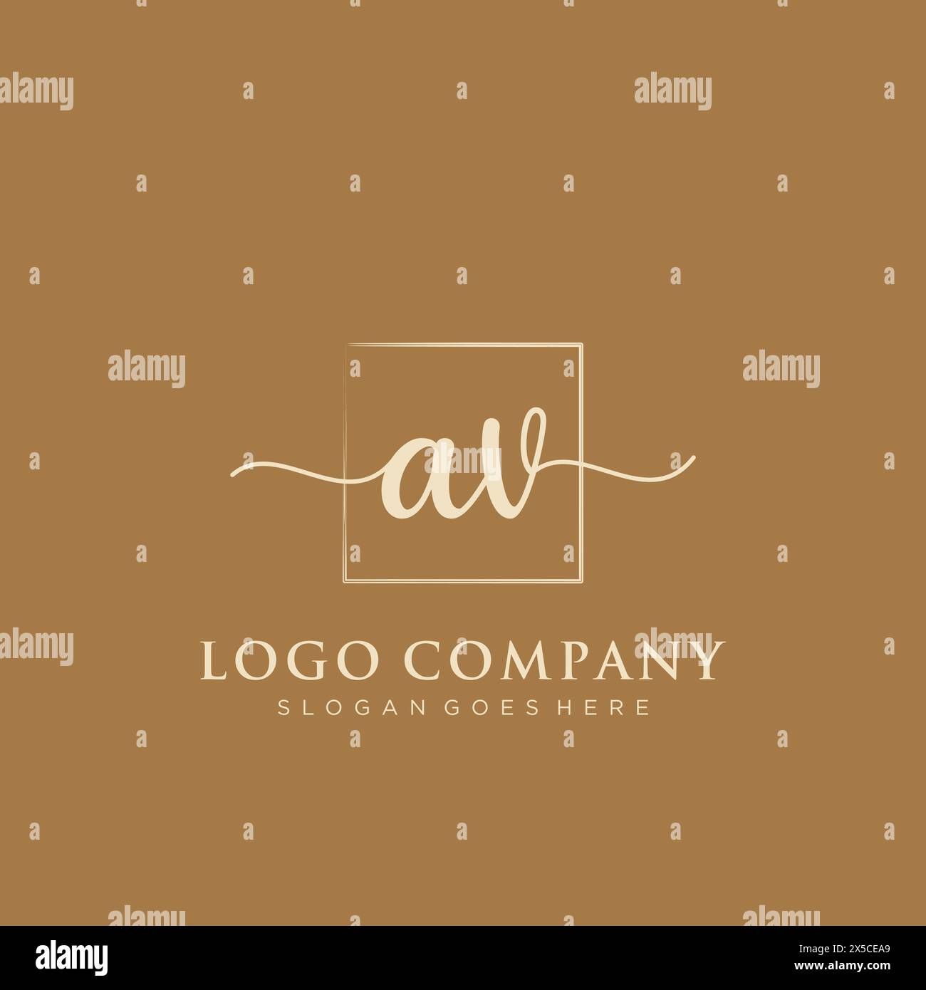 AV Initial handwriting logo with rectangle Stock Vector