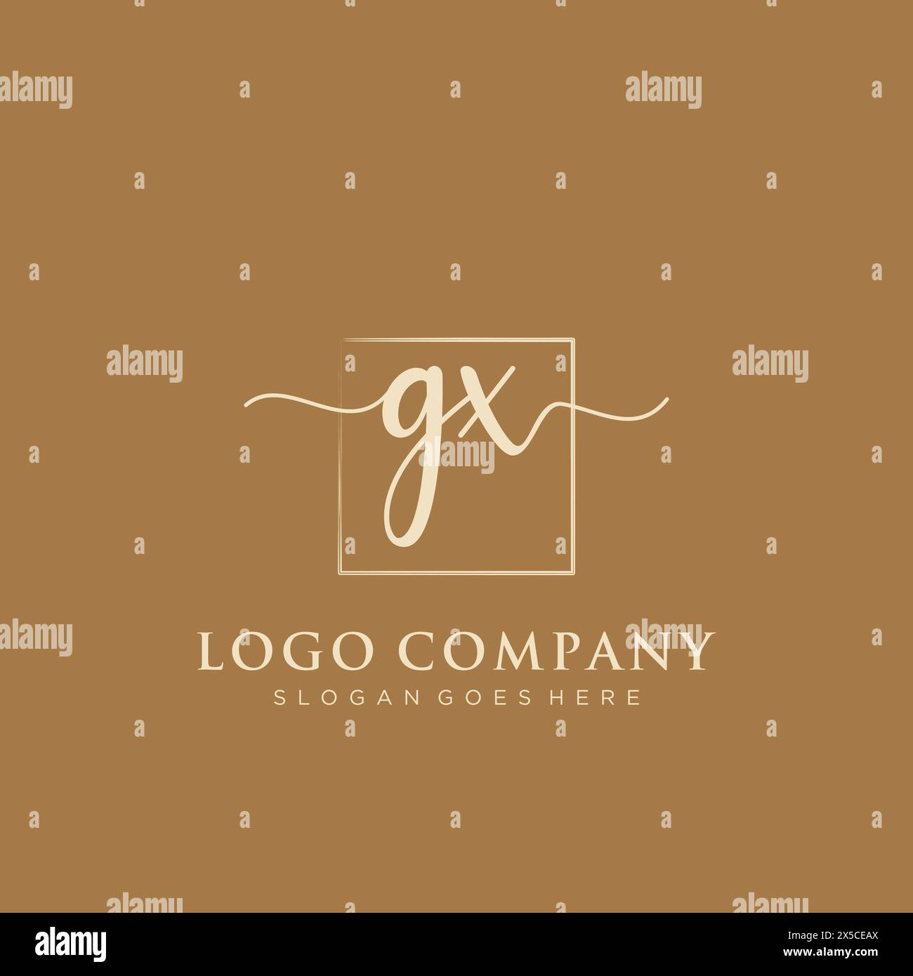 GX Initial handwriting logo with rectangle Stock Vector