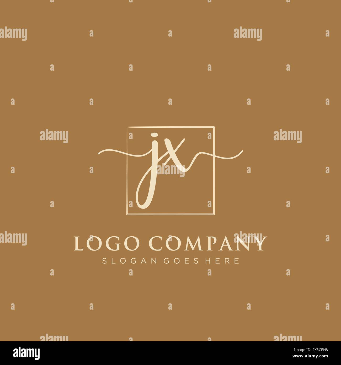 JX Initial handwriting logo with rectangle Stock Vector