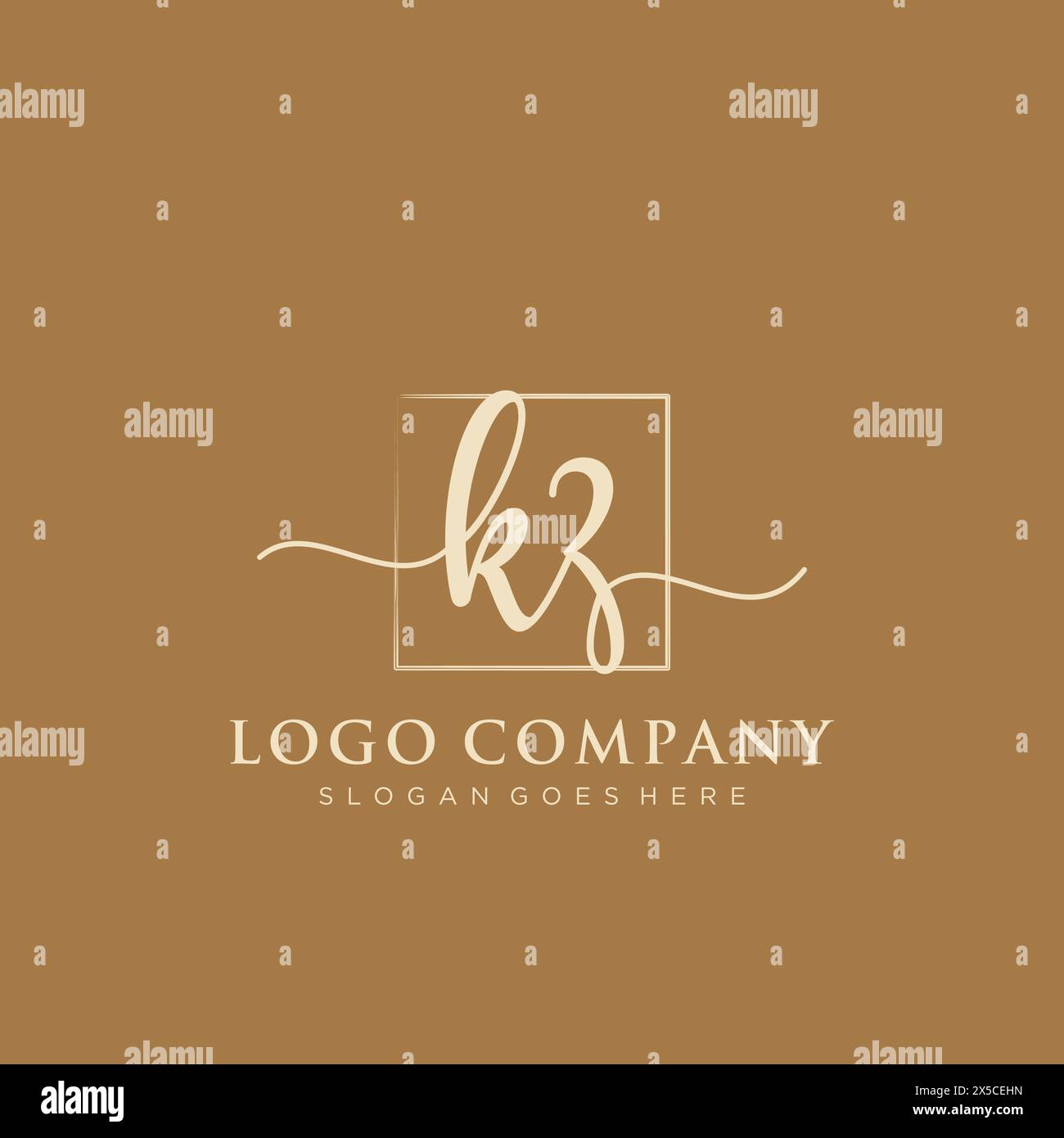 KZ Initial handwriting logo with rectangle Stock Vector Image & Art - Alamy