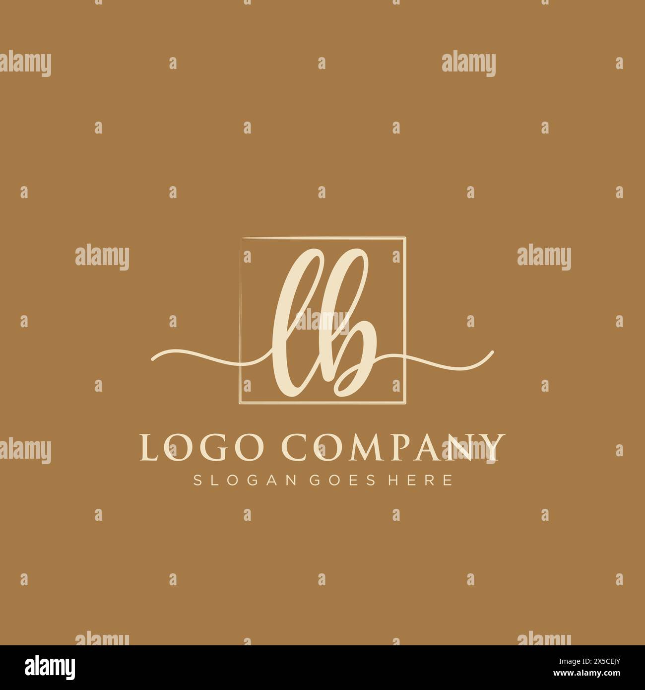 LB Initial handwriting logo with rectangle Stock Vector