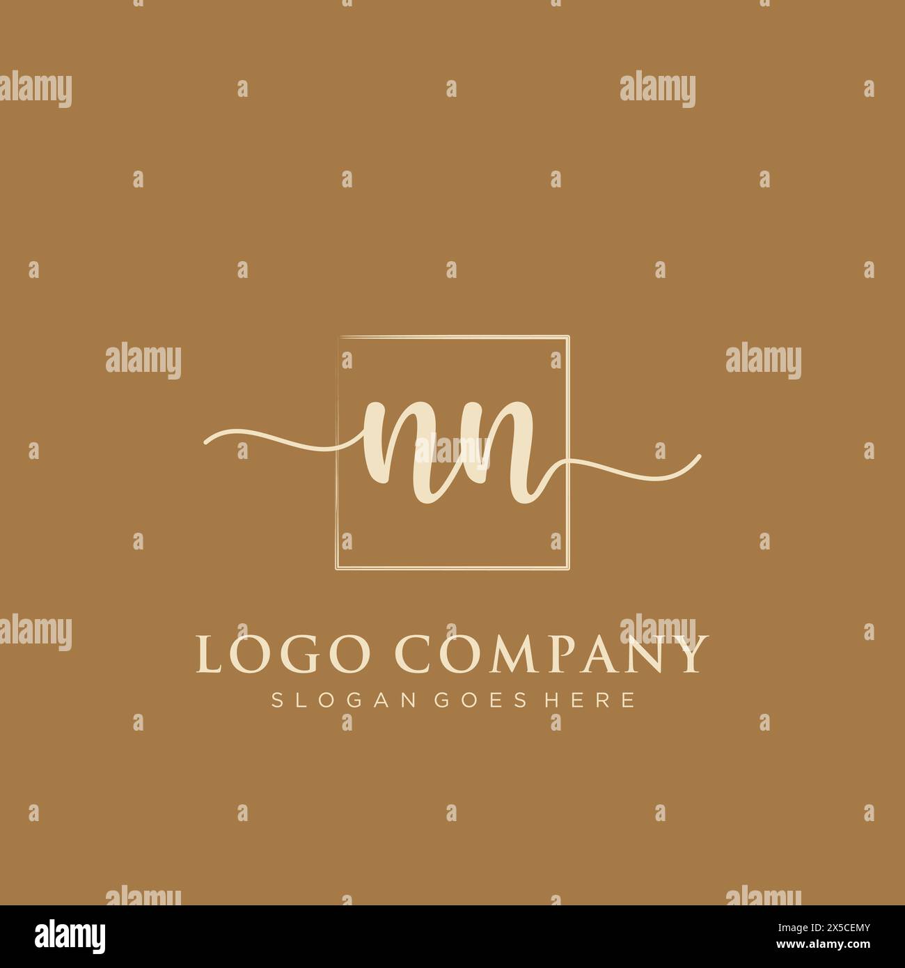 NN Initial handwriting logo with rectangle Stock Vector